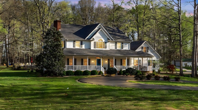 266 Campground Rd, Olmstead, KY 42265 - view of front of property featuring covered porch, a chimney, and a front lawn