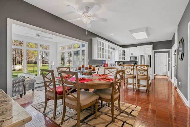 266 Campground Rd, Olmstead, KY 42265 - dining area with ceiling fan, baseboards, and recessed lighting