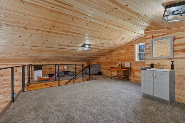 266 Campground Rd, Olmstead, KY 42265 - bonus room with wooden walls, carpet, vaulted ceiling, wood ceiling, and a sink