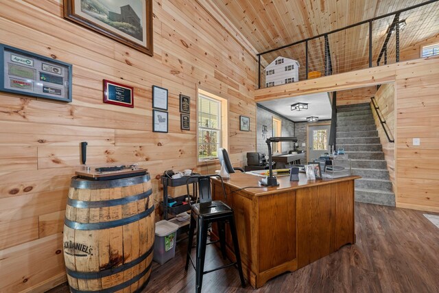 266 Campground Rd, Olmstead, KY 42265 - office area featuring wooden walls and dark wood-style floors