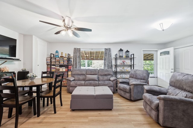 1540 Centerville Hwy, Hohenwald, TN 38462 - living area featuring plenty of natural light, a ceiling fan, and light wood finished floors