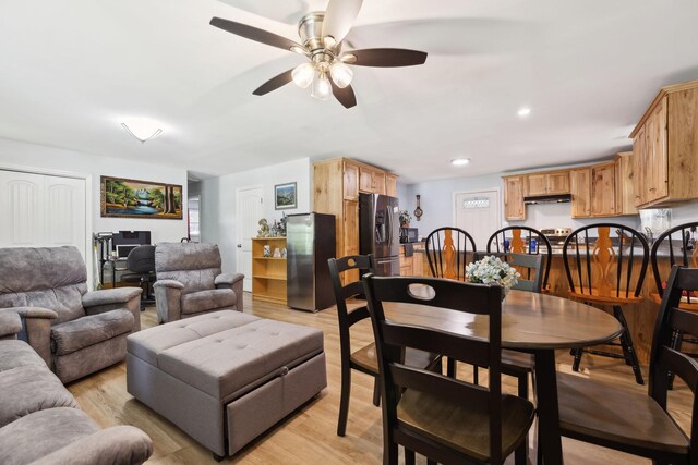 1540 Centerville Hwy, Hohenwald, TN 38462 - dining room featuring a ceiling fan, light wood finished floors, and recessed lighting