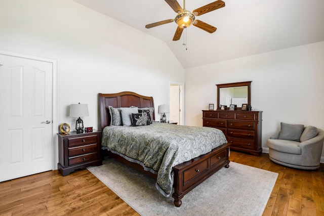 4984 Somerville Rd, Cross Plains, TN 37049 - bedroom with lofted ceiling, wood-type flooring, and a ceiling fan