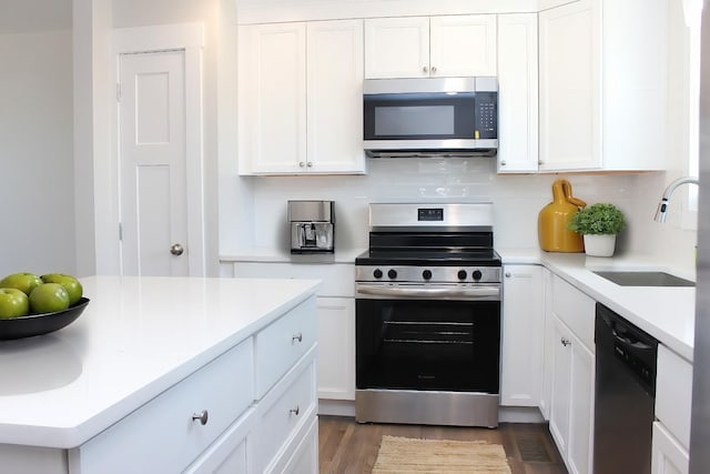 2513 Hickory Dr, Springfield, TN 37172 - kitchen with stainless steel appliances, a sink, and white cabinetry