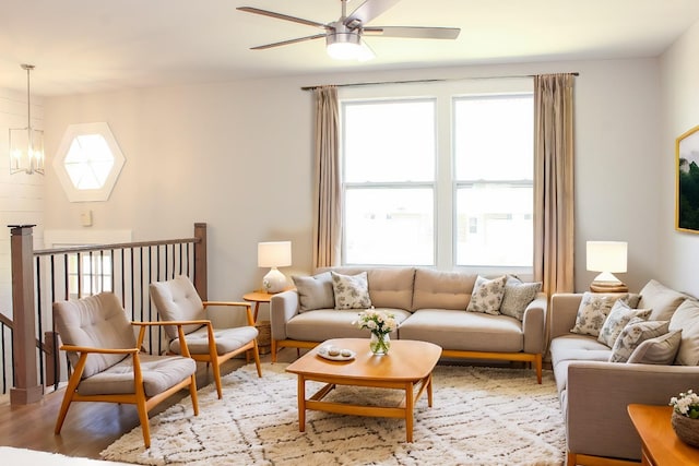 2513 Hickory Dr, Springfield, TN 37172 - living area with a ceiling fan and light wood-style floors
