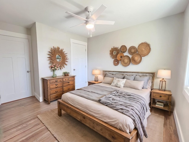 2513 Hickory Dr, Springfield, TN 37172 - bedroom featuring light wood-type flooring, baseboards, and ceiling fan