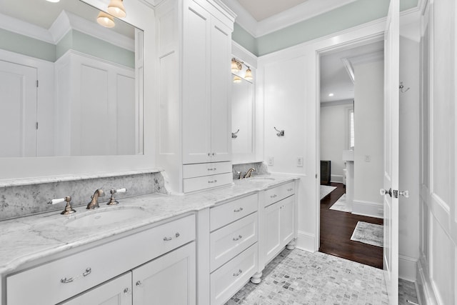 100 Church St, Franklin, TN 37064 - full bathroom with double vanity and crown molding