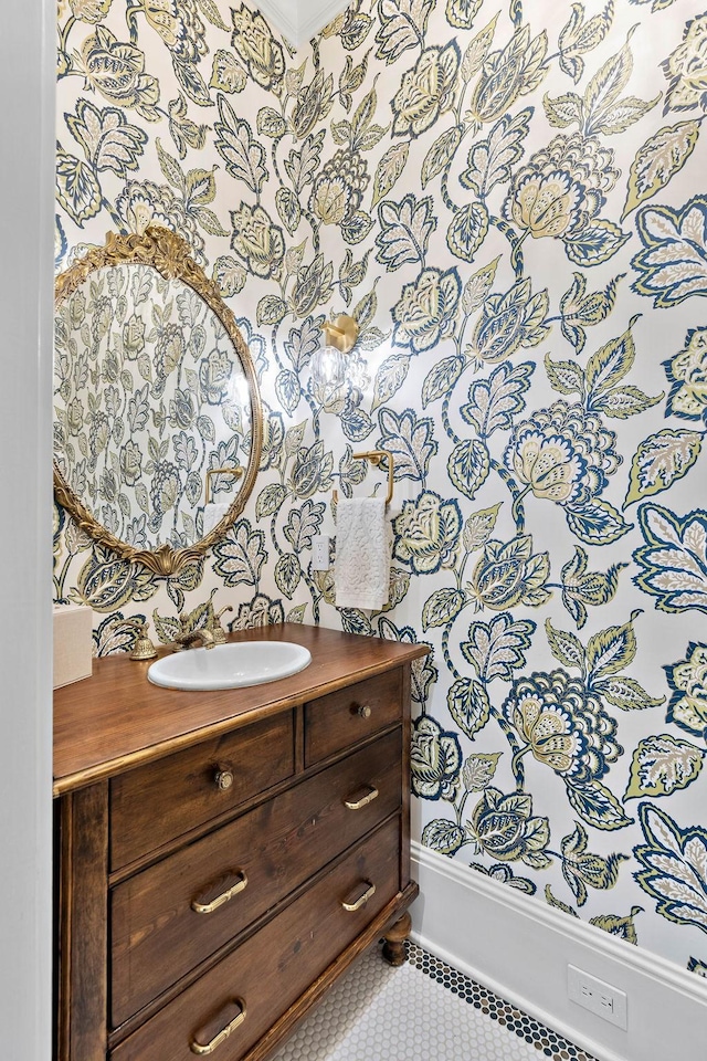 100 Church St, Franklin, TN 37064 - bathroom with vanity and tile patterned flooring