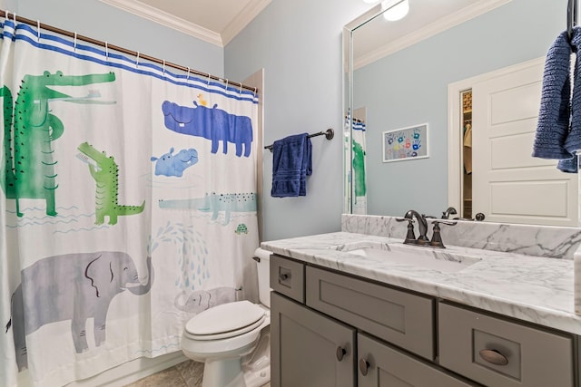 5540 Knob Rd, Nashville, TN 37209 - full bathroom with vanity, toilet, and crown molding