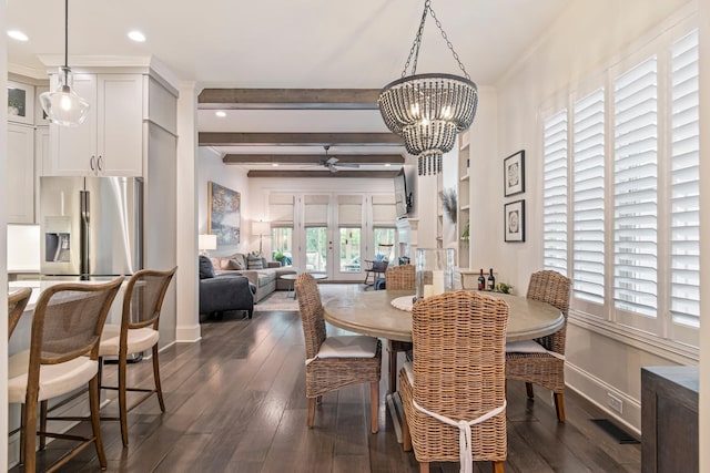 5540 Knob Rd, Nashville, TN 37209 - dining space with a ceiling fan, baseboards, dark wood-style floors, a chandelier, and recessed lighting