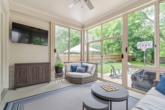 5540 Knob Rd, Nashville, TN 37209 - sunroom / solarium with an outdoor hangout area, ceiling fan, and healthy amount of natural light