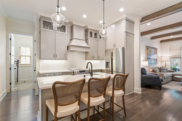 5540 Knob Rd, Nashville, TN 37209 - kitchen featuring baseboards, dark wood-style floors, light countertops, tasteful backsplash, and plenty of natural light