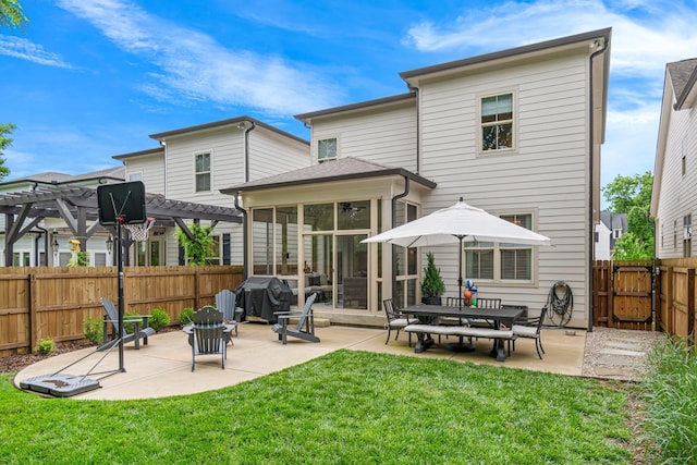5540 Knob Rd, Nashville, TN 37209 - rear view of house featuring a pergola, a sunroom, and a patio