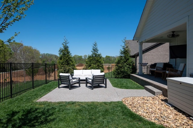 4042 Flowing Creek Dr, Franklin, TN 37064 - view of patio / terrace featuring an outdoor hangout area and ceiling fan