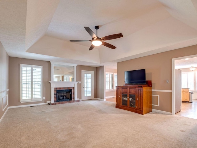 2999 Cages Bend Rd, Gallatin, TN 37066 - unfurnished living room with a raised ceiling, a ceiling fan, carpet, and baseboards