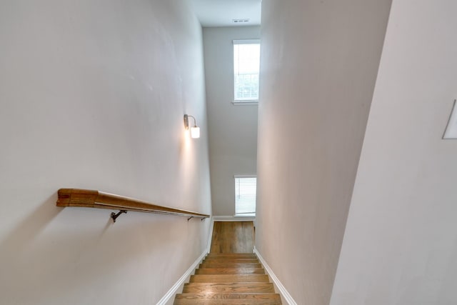 3254 Tasker Dr, Antioch, TN 37013 - stairway with wood finished floors, plenty of natural light, and baseboards