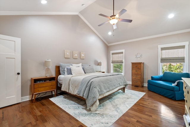 441 Highpoint Ter, Brentwood, TN 37027 - bedroom featuring lofted ceiling, crown molding, wood finished floors, baseboards, and recessed lighting
