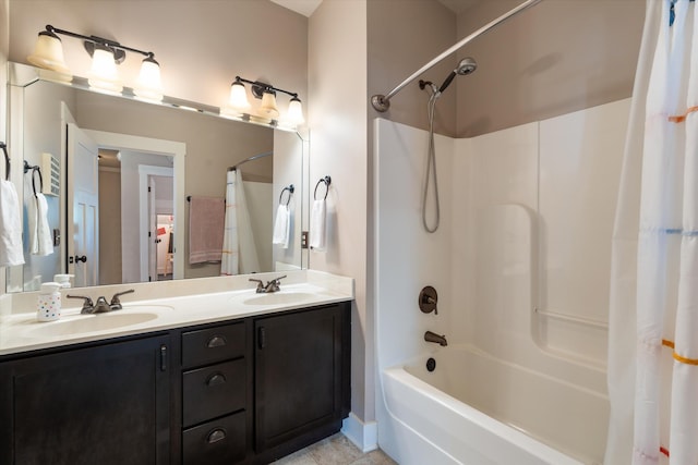 441 Highpoint Ter, Brentwood, TN 37027 - bathroom with shower / tub combo with curtain, double vanity, and tile patterned flooring