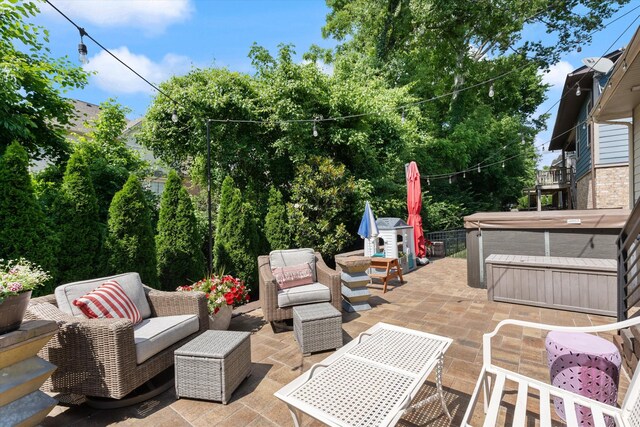 441 Highpoint Ter, Brentwood, TN 37027 - view of patio featuring a hot tub and outdoor lounge area