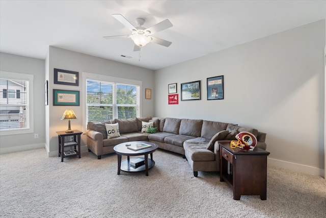 441 Highpoint Ter, Brentwood, TN 37027 - carpeted living area featuring baseboards and a ceiling fan
