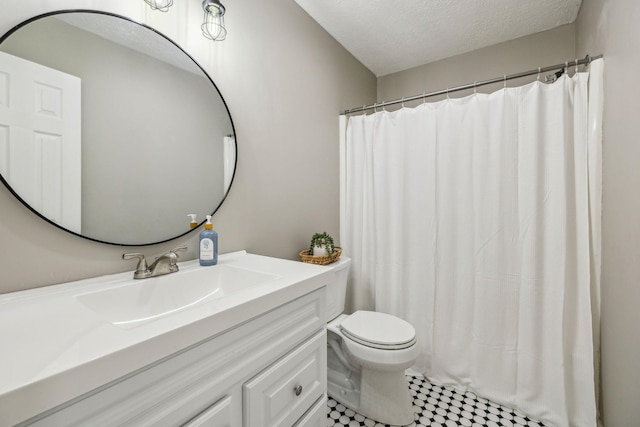124 Mabry Dr, Murfreesboro, TN 37127 - bathroom with a textured ceiling, vanity, toilet, and a shower with curtain
