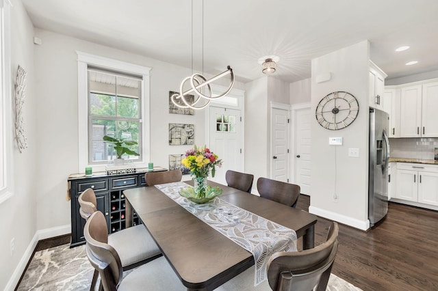 2734 Lakeland Dr, Nashville, TN 37214 - dining space featuring dark wood-type flooring, baseboards, and recessed lighting