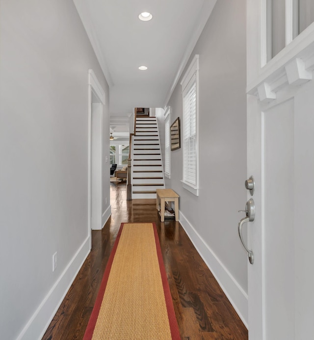 5407 Tennessee Ave, Nashville, TN 37209 - entrance foyer with baseboards, recessed lighting, stairway, and wood finished floors
