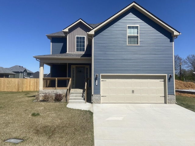 213 Wexford Way, Clarksville, TN 37042 - view of front facade featuring a porch, an attached garage, driveway, and board and batten siding
