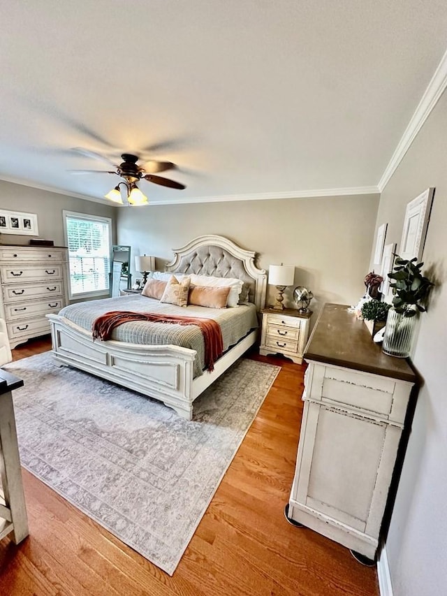 593 Imperial Dr, Sparta, TN 38583 - bedroom featuring ornamental molding, wood finished floors, and ceiling fan