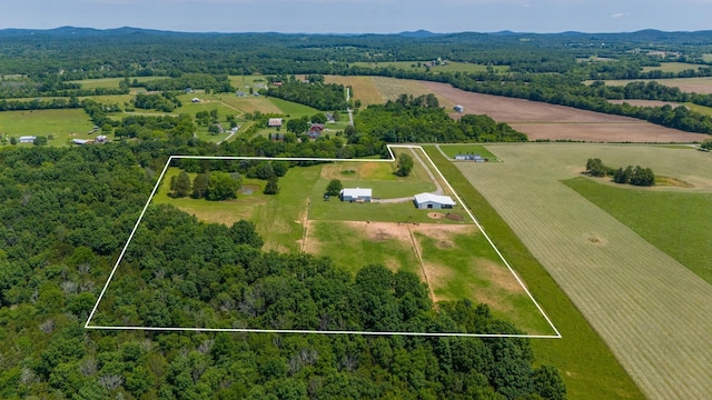 1034 Salem Rd, Lebanon, TN 37090 - aerial view of sparsely populated area with property boundaries highlighted and a mountainous background