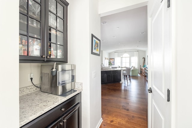 6050 Huntmere Ave, Franklin, TN 37064 - bar area featuring dark wood finished floors and recessed lighting
