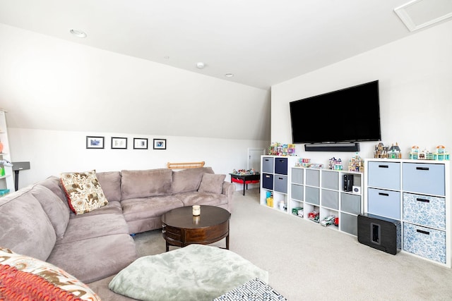 6050 Huntmere Ave, Franklin, TN 37064 - living area featuring carpet and lofted ceiling