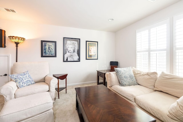 6050 Huntmere Ave, Franklin, TN 37064 - living area with light colored carpet, baseboards, and recessed lighting