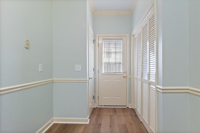 2101 Benton Hall Ct, Columbia, TN 38401 - doorway featuring wood finished floors, ornamental molding, and baseboards