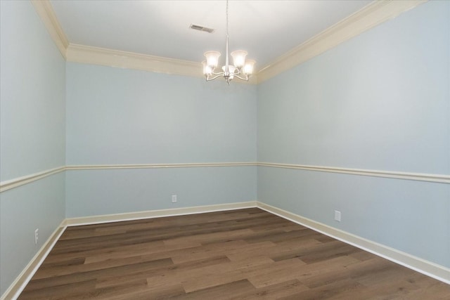 2101 Benton Hall Ct, Columbia, TN 38401 - empty room with ornamental molding, a chandelier, wood finished floors, and baseboards