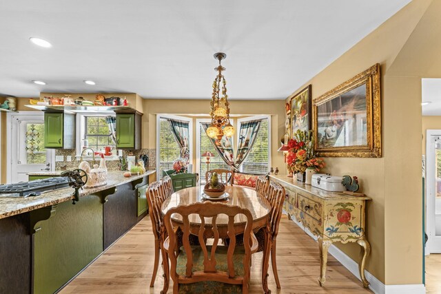 1313 Stayton Rd, Cumberland Furnace, TN 37051 - dining area featuring light wood-style floors, a chandelier, and recessed lighting
