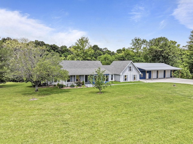 1313 Stayton Rd, Cumberland Furnace, TN 37051 - ranch-style home featuring concrete driveway, a front yard, a porch, and a carport