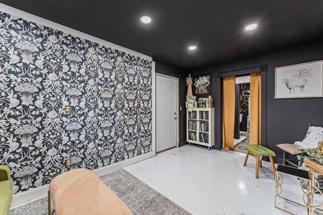 1313 Stayton Rd, Cumberland Furnace, TN 37051 - sitting room with concrete flooring, recessed lighting, and baseboards