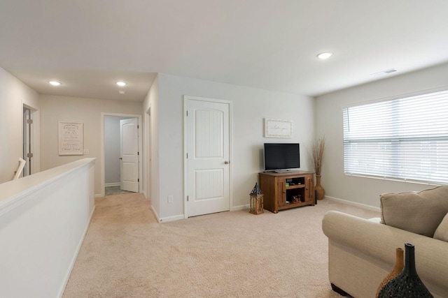 4043 Beach Way, White House, TN 37188 - living room featuring baseboards, light carpet, and recessed lighting