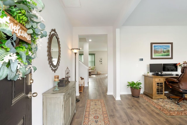 4043 Beach Way, White House, TN 37188 - office area featuring wood finished floors, baseboards, and recessed lighting