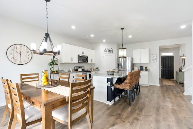 4043 Beach Way, White House, TN 37188 - dining space with recessed lighting, wood finished floors, and baseboards
