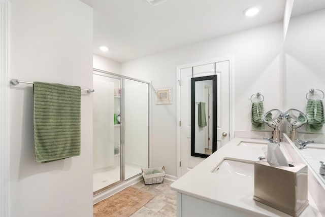 4043 Beach Way, White House, TN 37188 - full bath with a shower stall, double vanity, recessed lighting, and baseboards