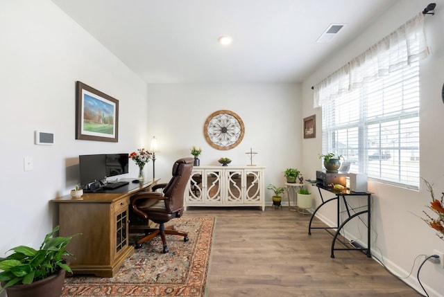 4043 Beach Way, White House, TN 37188 - office area featuring wood finished floors, baseboards, and recessed lighting