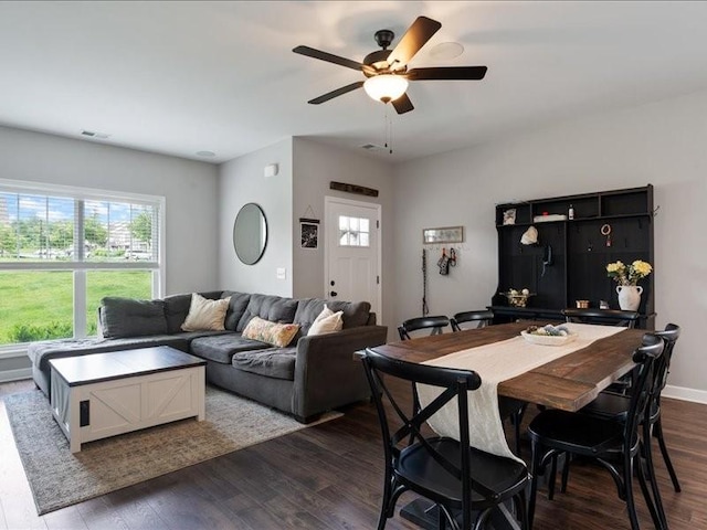 401 Queen Ln, Gallatin, TN 37066 - living room with dark wood-style floors and a ceiling fan