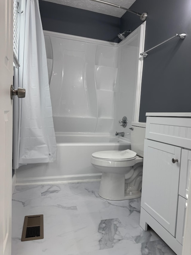1783 Forrestdale Dr, Clarksville, TN 37042 - full bath featuring shower / bath combo, marble look tiles, toilet, and vanity