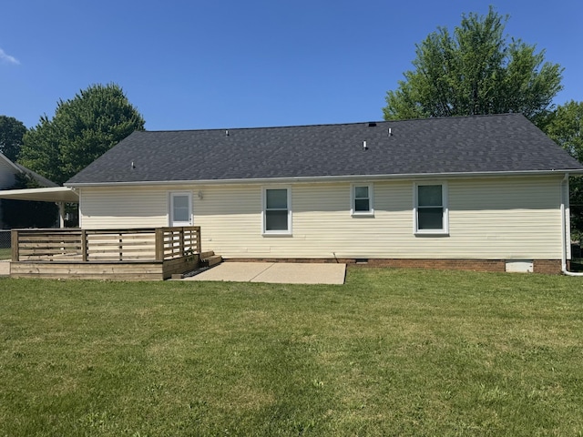 1783 Forrestdale Dr, Clarksville, TN 37042 - rear view of property with a patio area, a lawn, a deck, and roof with shingles
