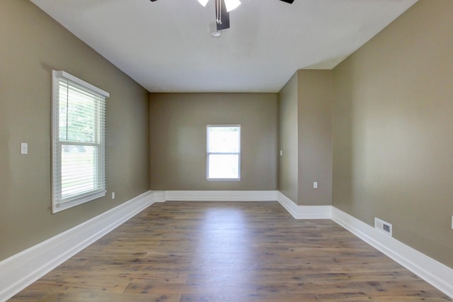 1783 Forrestdale Dr, Clarksville, TN 37042 - spare room featuring ceiling fan, dark wood-type flooring, and baseboards