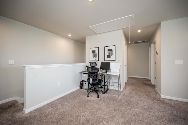 430 Burnley Way, Murfreesboro, TN 37128 - carpeted office featuring attic access, baseboards, and recessed lighting