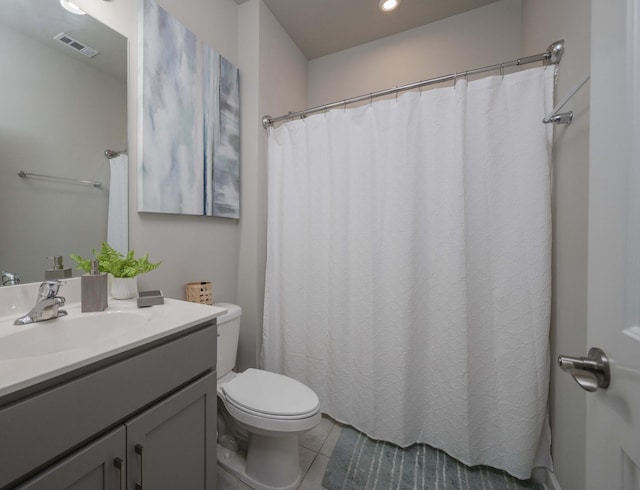 430 Burnley Way, Murfreesboro, TN 37128 - full bathroom with vanity, toilet, tile patterned flooring, recessed lighting, and curtained shower