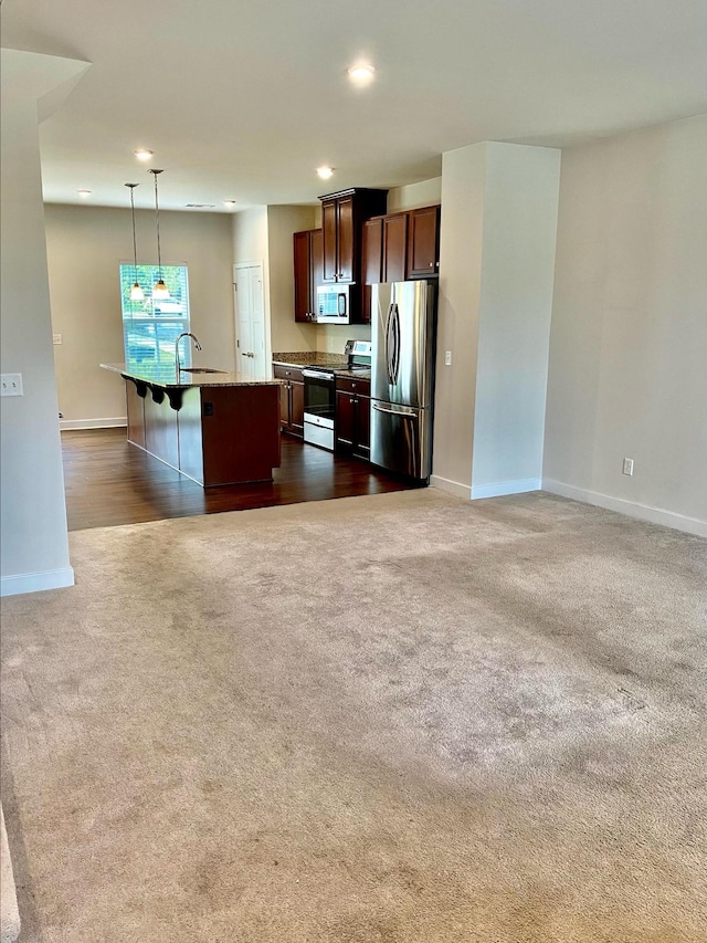 4316 Summercrest Blvd Unit 800, Antioch, TN 37013 - kitchen featuring appliances with stainless steel finishes, dark carpet, baseboards, and recessed lighting
